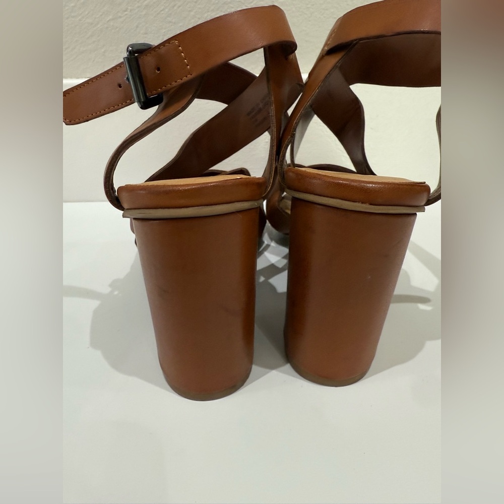 BP. Nordstrom Crisscross Strap block-heel Buckle size 7.5 in brown - Picture 7 of 10